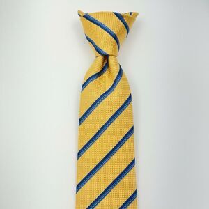 CANALI Men's Silk Necktie Yellow/Blue Striped Repp 60.5" x 3-2/8" Made In Italy